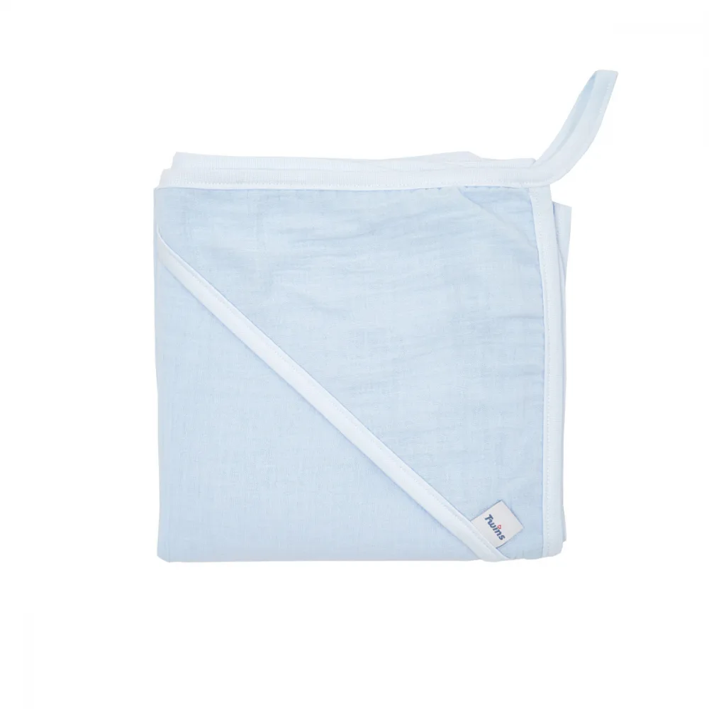 Prosop din muselina 100x100 cm Twins Albastru