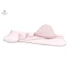 Prosop mare MimiNu cu gluga si volanas 100x100 cm din bumbac si thermo fleece Royal powder pink