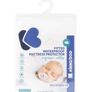 Protectie impermeabila din bumbac organic KikkaBoo 80x50x8 cm pentru saltea landou sau patut co-sleeper