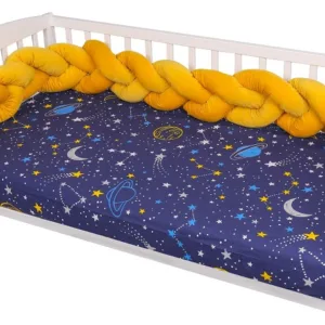 Protectie impletita pentru patut 180 cm Bumper din Velvet Amber