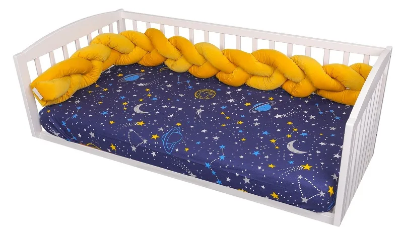 Protectie impletita pentru patut 180 cm Bumper din Velvet Amber