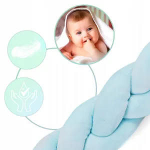 Protectie laterala impletita pentru patut cu umplutura antialergica Ricokids 3metri din plus Albastru
