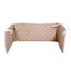 Protectie laterala pat 140 x 27 cm bumbac ranforce Latte Crowns