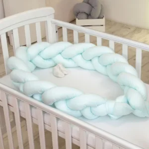 Protectie laterala patut bebe bumper impletit bumbac Mint 210 cm