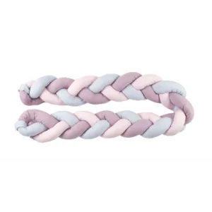 Protectie laterala patut bebe bumper impletit grey-lilac-pink 340 cm