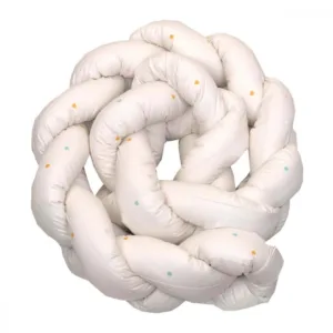 Protectie laterala patut bebe bumper impletit inchidere velcro bumbac Airy Beige Hearts 210 cm