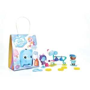 Pusculita cu accesorii surpriza si figurina Pocket Money Piggies Albastru
