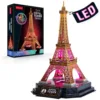 Puzzle 3D Cubic Fun Turnul Eiffel Paris Night Edition cu LED 51 piese