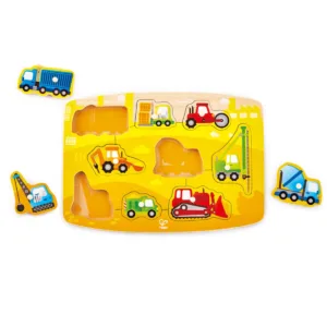 Puzzle Peg din Lemn Hape Masini