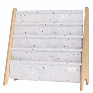 Raft organizator de carti pentru copii material reciclat Terrazzo grey 3 Sprouts