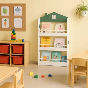 Raft organizator pentru carti si reviste Ginger Home model Casuta Montessori cu 3 rafturi