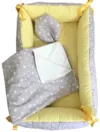 Reductor Bebe Bed Nest cu paturica si pernuta antiplagiocefalie Stelute grigalben