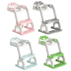 Reductor WC copii cu scarita 2 in 1 Little Mom Green Teddy