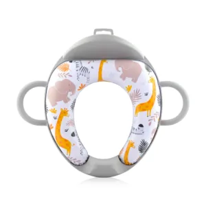 Reductor moale pentru toaleta cu manere si spatar Grey Animals