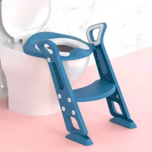 Reductor pentru toaleta cu scara Little Mom Happy Feet Blue pliabil