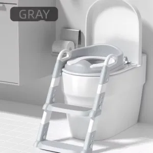 Reductor toaleta ajustabil cu scara Little Mom Grey