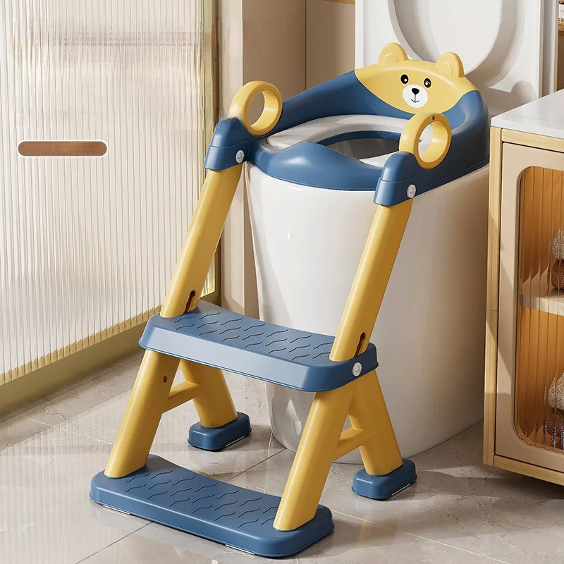 Reductor toaleta pentru copii Little Mom Teddy blue