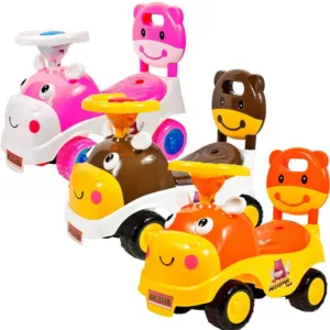 Ride-On copii fara pedale MalPlay Hipcio Walker Pink cu spatar inalt