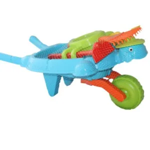 Roaba din plastic albastra Mochtoys cu unelte pentru joaca in nisip