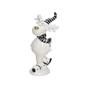 Rudolph Ren ceramic decorativ alb-negru 20 cm