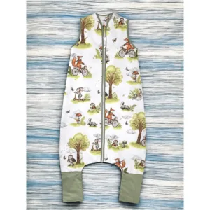 Sac de dormit Qmini Fox on bikes Natural cu picioruse