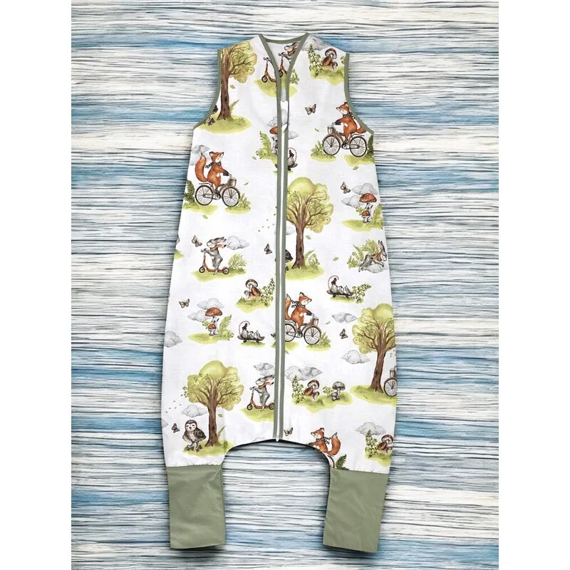 Sac de dormit Qmini Fox on bikes Natural cu picioruse