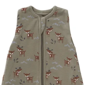Sac de dormit cocon din bumbac organic 0-3 luni model Deer Olive