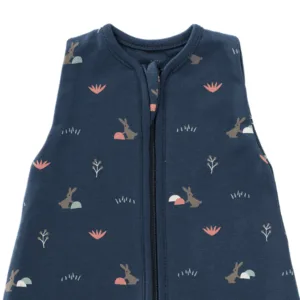 Sac de dormit cocon din bumbac organic 0-3 luni model Rabbit Mood Indigo