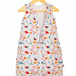 Sac de dormit copii 1.5 tog Cute Dinosaurs din bumbac 140 cm