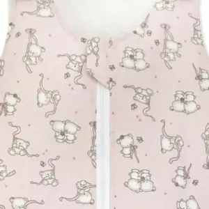 Sac de dormit copii 1.5 tog Loving Bear Pink din bumbac 70 cm