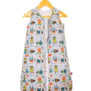 Sac de dormit copii 1.5 tog Robot Friends din bumbac 130 cm
