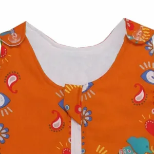 Sac de dormit copii KidsDecor 0.5 tog Jocul Elefantilor din bumbac portocaliu 70 cm
