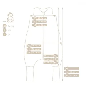 Sac de dormit cu picioare bumbac muselina 1 Tog Light Boho S 1-3 ani