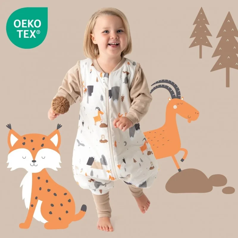 Sac de dormit cu picioruse si maneca lunga detasabila Mountain Animals 120 cm + manseta 1.0 Tog