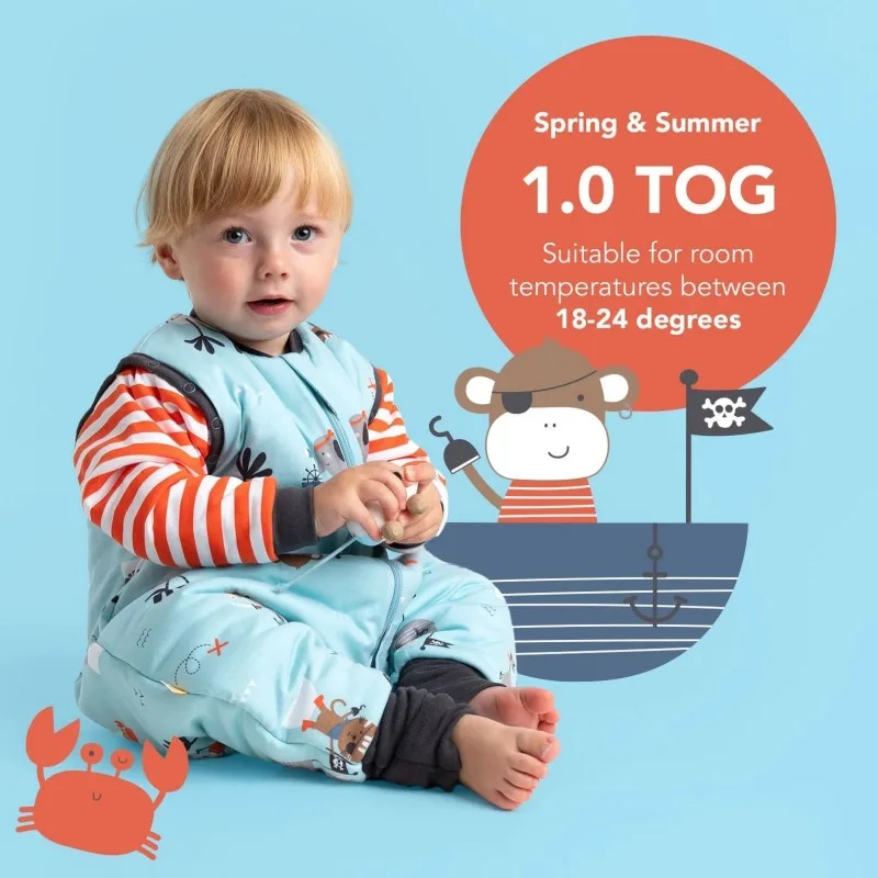 Sac de dormit cu picioruse si maneca lunga detasabila Pirate 110 cm + manseta 1.0 Tog