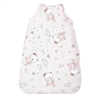 Sac de dormit de iarna 95 cm bumbac ranforce Ballerina Bear Pink