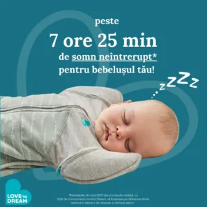 Sac de dormit de tranzitie pentru infasat si rostogolit Love to Dream Swaddle Up Alb Gri L 8.5-11 kg 2.5 Tog