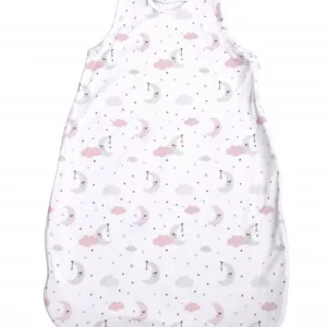 Sac de dormit de vara 85 cm bumbac ranforce pink moon  star