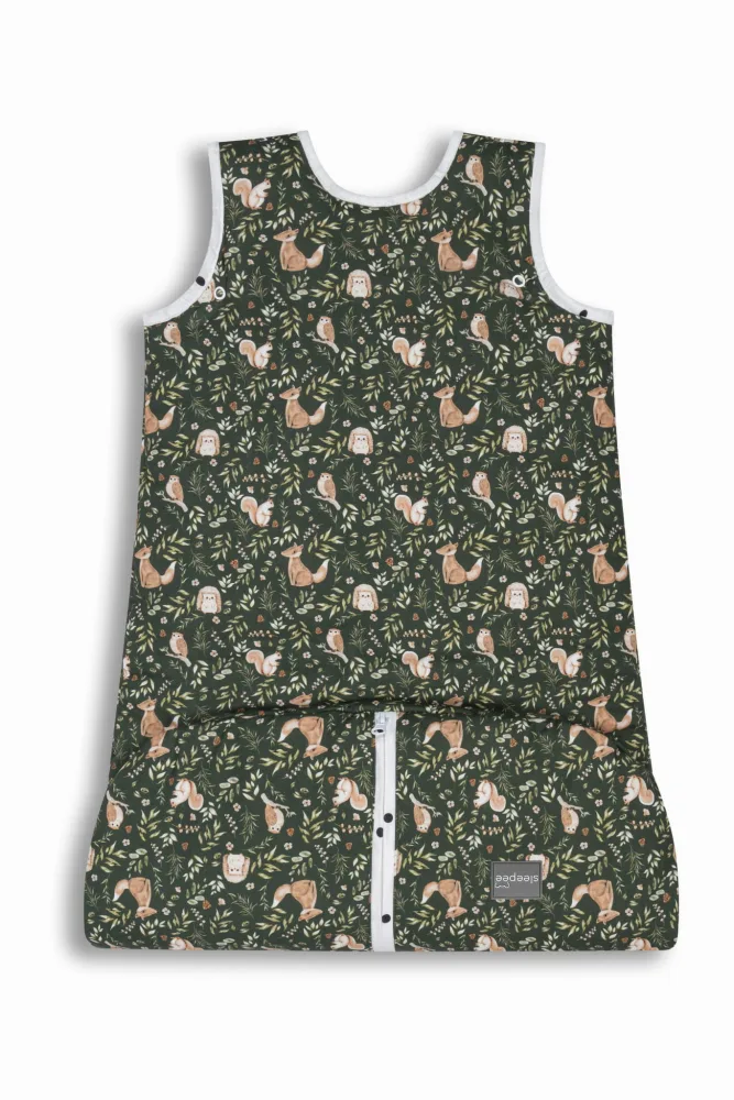 Sac de dormit din bumbac 0-24 luni Grow with me Forest Green Sleepee 2