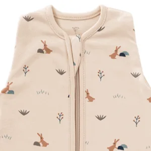 Sac de dormit din bumbac organic 0-3 luni model Rabbit Sandshell