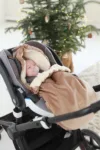 Sac de iarna copii carucior sanie universal impermeabil footmuff Velvet interior calduros Teddy Premium XS 85 cm bej