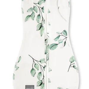Saculet Swaddle pentru infasat + caciulita Second Step Eucalipt Sleepee