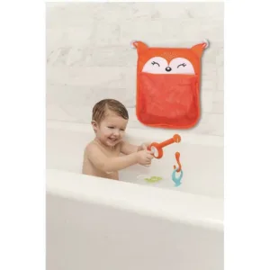 Saculet pentru jucariile de baie FreeON Fox cu sistem de prindere cu ventuze 32x38 cm