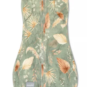 Saculet swaddle pentru infasat + caciulita Second Step Boho Green Sleepee