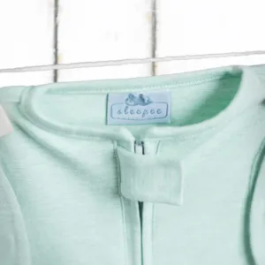 Saculet swaddle pentru infasat din bumbac + caciulita Second Step menta Sleepee
