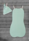 Saculet swaddle pentru infasat nou nascut + caciulita First Step Menta Sleepee