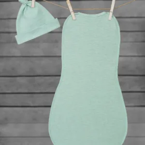 Saculet swaddle pentru infasat nou nascut + caciulita First Step Menta Sleepee