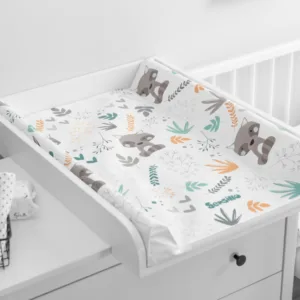 Saltea de infasat moale Sensillo Platinum Forest Raccon 70x49 cm margine de protectie antirasturnare si suprafata impermeabila