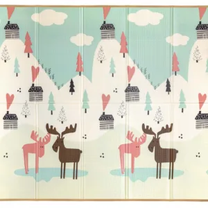 Saltea de joaca pliabila cu fata dubla Milly Mally Pastel Deer 197x177 cm