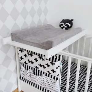 Saltea pentru masa de infasat bebe Woodies cu husa detasabila din bumbac 72 x 47 cm